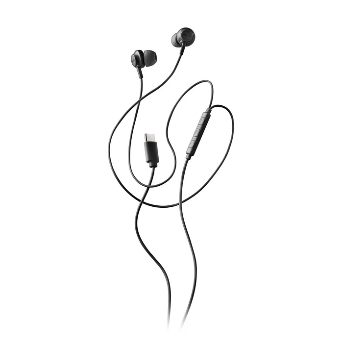 NGS Cross Step Auriculares Intrauditivos Alámbricos con Micrófono, Control Multifunción USB Tipo-C para Llamadas y Música, Negro