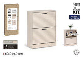 Inde - Mueble Zapatero 2 Niveles Slat Moblekit, Mueble organizador para calzado