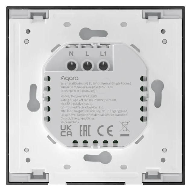 Aqara Smart Wall Switch H1 EU con neutro, un solo pulsador, gris Aqara Smart Wall Switch H1 EU con neutro, un solo pulsador, gris