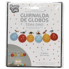 Party Time Guirnalda Globos Dinosaurio, Decoración Fiesta Original Multicolor con 6 Globos