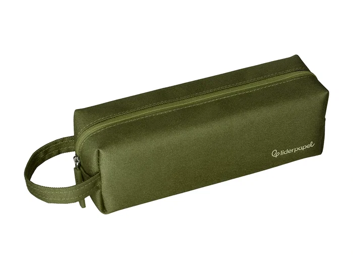 Liderpapel Estuche Portatodo Classic Rectangular con Asa 210x70mm Verde Militar
