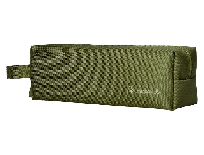 Liderpapel Estuche Portatodo Classic Rectangular con Asa 210x70mm Verde Militar