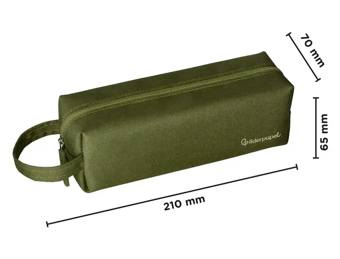 Liderpapel Estuche Portatodo Classic Rectangular con Asa 210x70mm Verde Militar