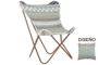 DKD Home Decor Sillón Mariposa Algodón y Hierro Azul