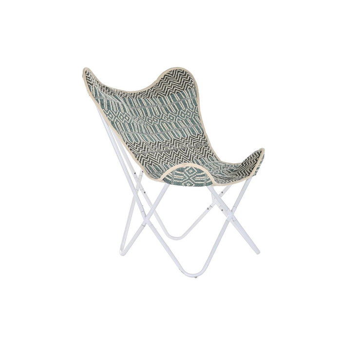 DKD Home Decor Sillón Mariposa Algodón y Hierro Azul