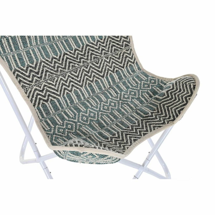 DKD Home Decor Sillón Mariposa Algodón y Hierro Azul