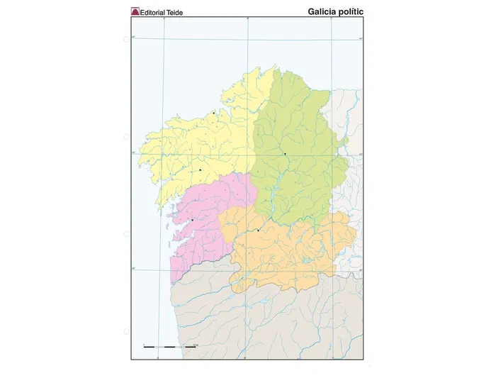 Teide Mapa mudo color Din A4 Galicia politico Teide Mapa mudo color Din A4 Galicia politico