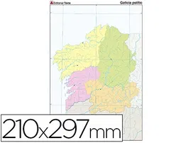 Teide Mapa mudo color Din A4 Galicia politico