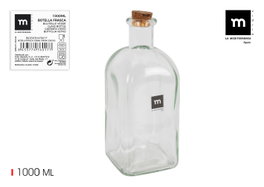 La Mediterranea Botella Frasca 1000 ml con tapón de corcho (12 Unidades)