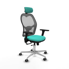 PIQUERAS Y CRESPO Silla de oficina Jorquera con mecanismo Sincro/Traslack, Turquesa y Gris