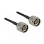 DeLOCK Cable Antena 10 m LMR195 N Macho a N Macho, 50 Ohm, Bajo Pérdida, Negro/Gris