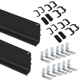 Emuca Kit de 2 perfiles centrales Gola para muebles de cocina, longitud 2,35m, con accesorios, Aluminio, Pintado negro