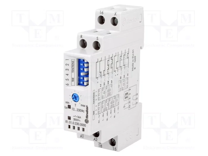 FINDER Relé de tiempo Serie 81, SPDT, 250VAC/16A, 12÷230VAC FINDER Relé de tiempo Serie 81, SPDT, 250VAC/16A, 12÷230VAC