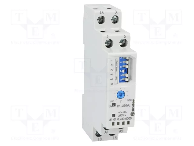 FINDER Relé de tiempo Serie 81, SPDT, 250VAC/16A, 12÷230VAC FINDER Relé de tiempo Serie 81, SPDT, 250VAC/16A, 12÷230VAC