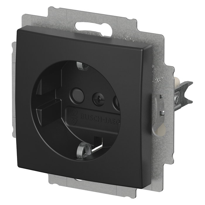 Busch-Jaeger 2CKA002013A5535 Enchufe SCHUKO Safety+ Busch-balance® SI Negro Mate Termoplástico IP20