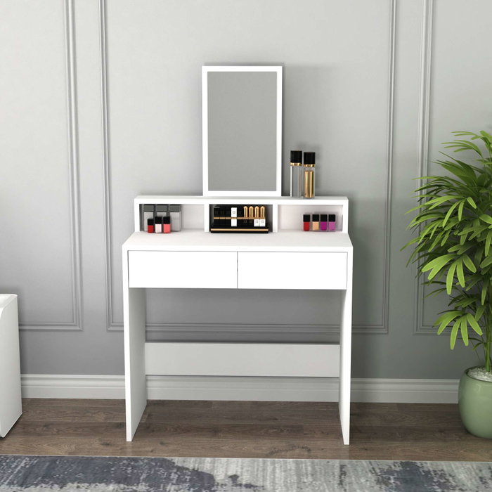 Hanah Home Mesa de Maquillaje Blanca con Espejo 80x85.9x40 cm