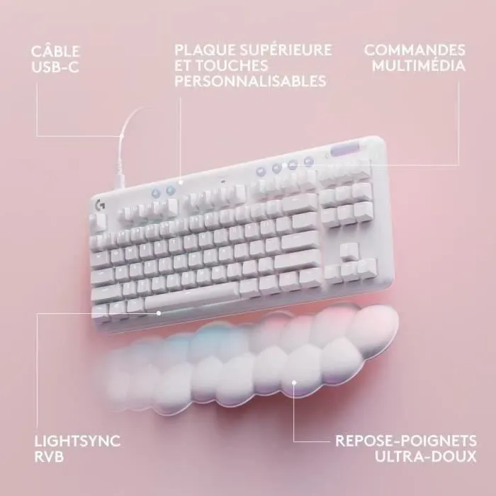 Logitech G713 Teclado Mecánico Sin Teclado Numérico Retroiluminación USB AZERTY Francés Interruptor Táctil Blanco Logitech G713 Teclado Mecánico Sin Teclado Numérico Retroiluminación USB AZERTY Francés Interruptor Táctil Blanco