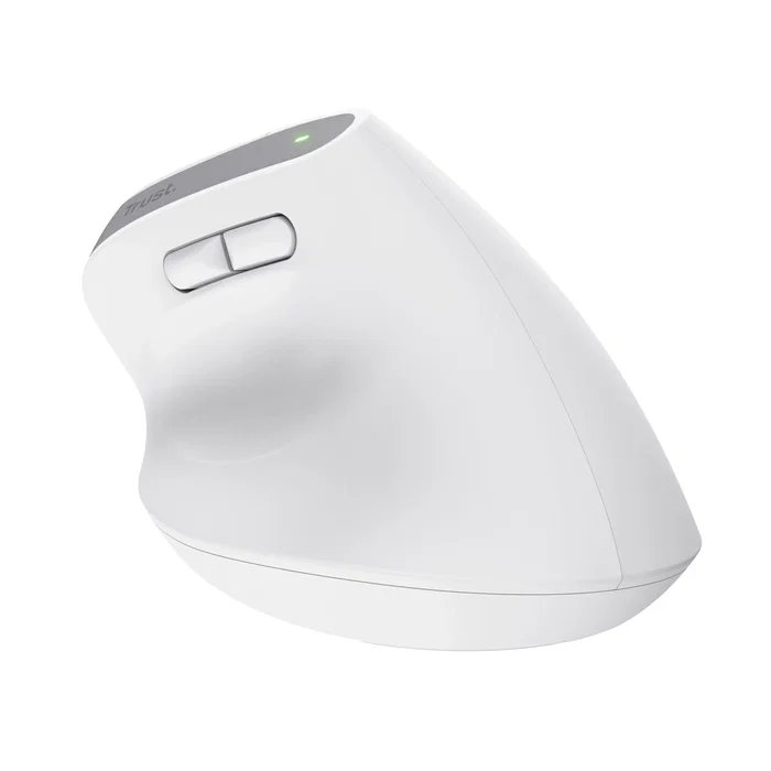 Trust Bayo+ Ratón Ergonómico Inalámbrico Bluetooth/2.4 GHz para Oficina, 6 Botones 2400 DPI Ajustable, Batería Recargable, Diseño Vertical Mano Derecha, Blanco