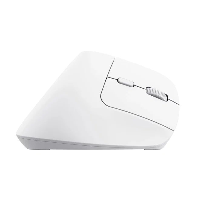Trust Bayo+ Ratón Ergonómico Inalámbrico Bluetooth/2.4 GHz para Oficina, 6 Botones 2400 DPI Ajustable, Batería Recargable, Diseño Vertical Mano Derecha, Blanco
