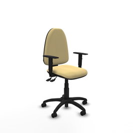 PIQUERAS Y CRESPO Silla de oficina Aýna, Mecanismo Asincro, Similpiel Crema, Brazos 1D, Ruedas de parqué