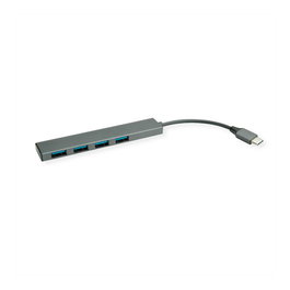 ROLINE Hub USB 3.2 Gen 1 14.02.5052, 4 puertos Type-A, conexión Type-C, Gris