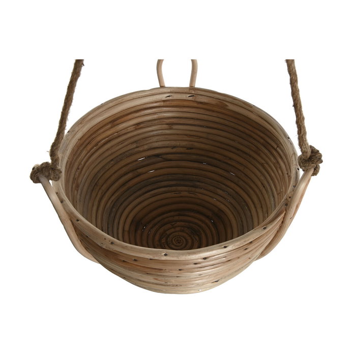 DKD Home Decor Set de 3 Maceteros Colgantes de Mimbre y Cuerda Natural