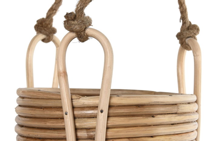 DKD Home Decor Macetero Balines Set de 3 Mimbre y Cuerda Natural 31x31x23 cm