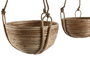 DKD Home Decor Set de 3 Maceteros Colgantes de Mimbre y Cuerda Natural