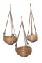 DKD Home Decor Set de 3 Maceteros Colgantes de Mimbre y Cuerda Natural