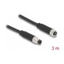 DeLOCK Cable M8 de 4 pines con codificación A, macho a hembra, 3 m