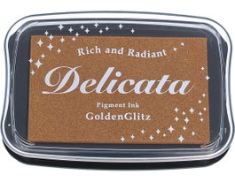 Tsukineko Almohadilla de tinta DELICATA destello dorado metálica brillante 95x65mm