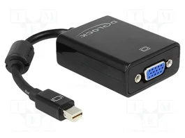 DeLOCK Adaptador de vídeo mini DisplayPort 1.2 macho a VGA hembra negro 65256