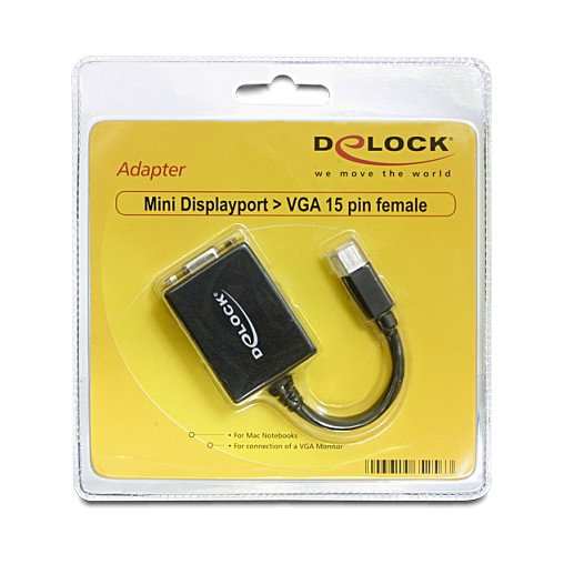 DeLOCK Adaptador de vídeo Mini DisplayPort a VGA 65256, Negro DeLOCK Adaptador de vídeo Mini DisplayPort a VGA 65256, Negro