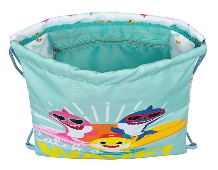 Bolsa Mochila con Cuerdas Baby Shark Surfing Azul Blanco 26 x 34 x 1 cm