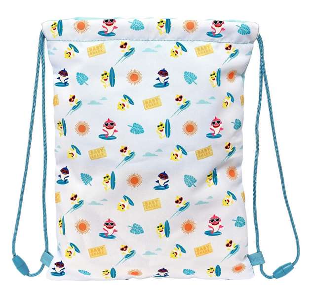 Bolsa Mochila con Cuerdas Baby Shark Surfing Azul Blanco 26 x 34 x 1 cm