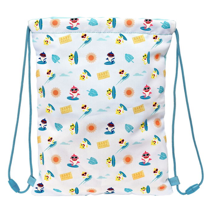 Bolsa Mochila con Cuerdas Baby Shark Surfing Azul Blanco 26 x 34 x 1 cm