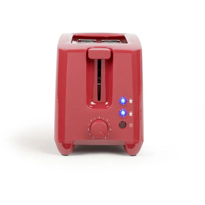 Livoo Tostadora de 2 Rebanadas - Modelo DOD162RC - 750 W - Termostato Ajustable 7 Niveles - Color Roja