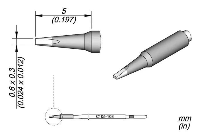 JBC TOOLS Punta de soldadura tipo destornillador 0,6x0,3mm JBC TOOLS Punta de soldadura tipo destornillador 0,6x0,3mm