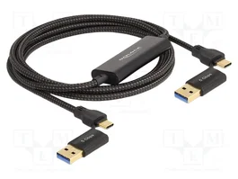 DeLOCK Cable de enlace de datos USB Type-C 5 Gbps con interruptor KM, 2 m