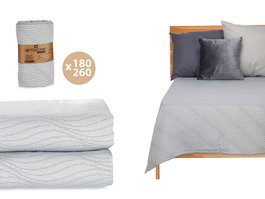 Giftdecor Colcha Cama Agua Gris 180x260 cm (Set de 4)