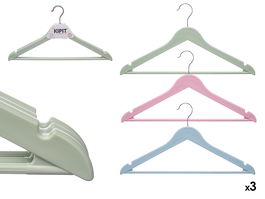 Kipit Set 3 Perchas Plástico Colores Surtidos Claras 42.5x23x3 cm (Set de 24)