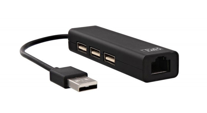 TNB Hub con 3 puertos USB 2.0 y puerto RJ45 hembra - Negro TNB Hub con 3 puertos USB 2.0 y puerto RJ45 hembra - Negro