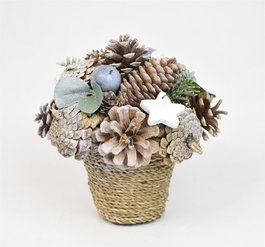 DKD Home Decor Centro de Mesa Piñas Natural con Acabado Decape