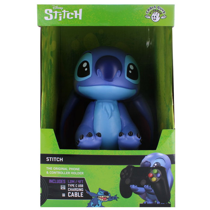 Cable Guy EXQUISITE GAMING Soporte Figura Stitch Disney 21cm para Mandos y Móviles