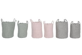 DKD Home Decor Set de 3 Cestas de Cuerda Surtidas