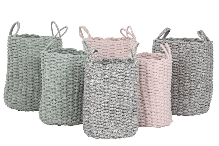 DKD Home Decor Cesta Basicos Rosa Gris 30 x 43 x 30 cm Set de 2 DKD Home Decor Cesta Basicos Rosa Gris 30 x 43 x 30 cm Set de 2