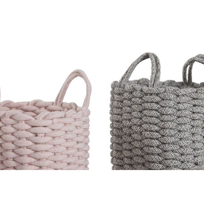 DKD Home Decor Set de 3 Cestas de Cuerda Surtidas