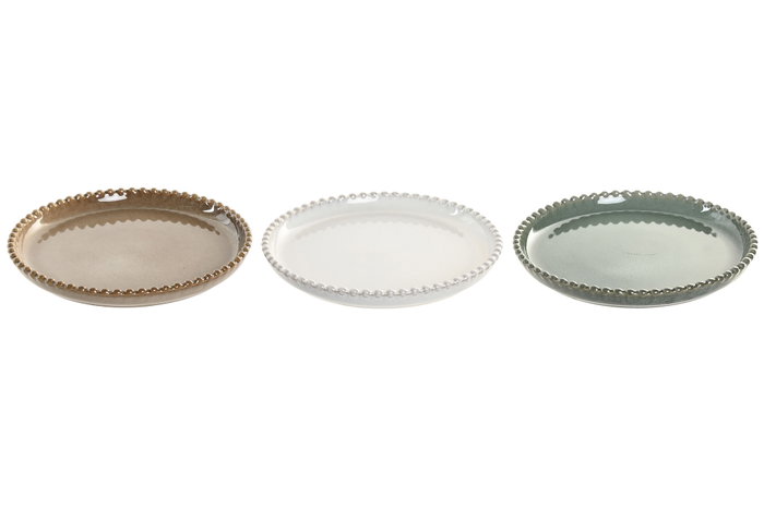 DKD Home Decor Set de Platos de Gres JIAHUA 25 Surtido de 3 Colores