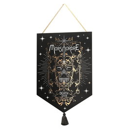 WIDDOP & CO Colgante de Pared Morsmorde Death Eater Harry Potter - Brillante, Negro con Detalles Dorados y Blanco, Incluye Cuerda y Borla