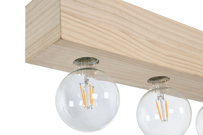 DKD Home Decor Lámpara de Techo de Madera 80x10x30 con 5 Bombillas E27